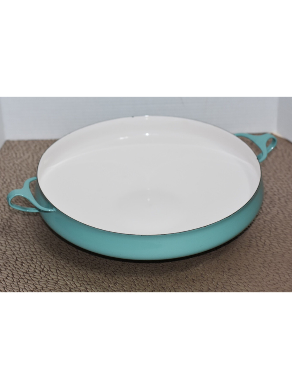 17" Turquoise Dansk Paella Pan w/Four Ducks Logo 1950 Kobenstyle Jens Quistgaard